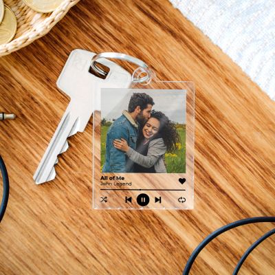 Porte-clés personnalisé en acrylique avec photo et chanson Cadeau pour la Saint Valentin Porte-clés personnalisé en acrylique avec photo et chanson