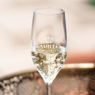 Flûte à champagne personnalisée avec couronne et nom
