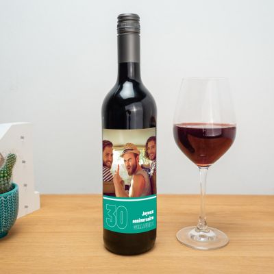 Vin rouge avec photo et texte