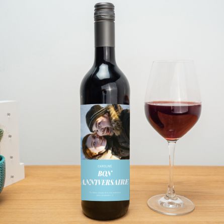 Vin rouge avec photo et texte