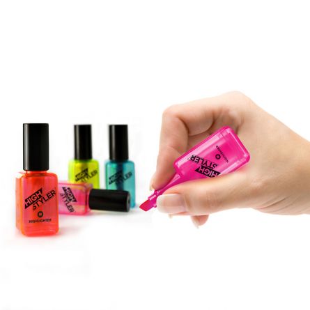 Surligneur en forme de bouteille de vernis à ongles