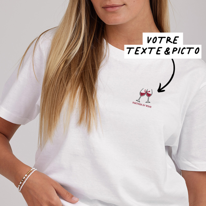 Tee shirt top brodé personnalisé