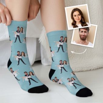 Chaussettes personnalisées Spécial Mariage avec 2 visages