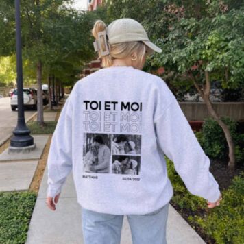 Pull personnalisé avec texte et photos en noir et blanc