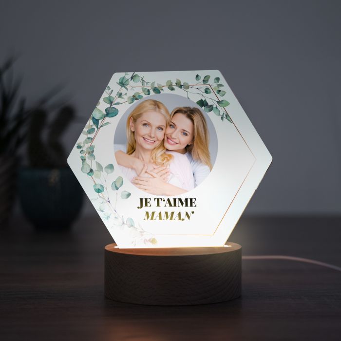 Lampe LED personnalisée Hexagonale avec Photo et Texte main product photo