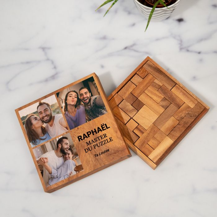 Casse-tête personnalisé avec 3 photos et texte main product photo