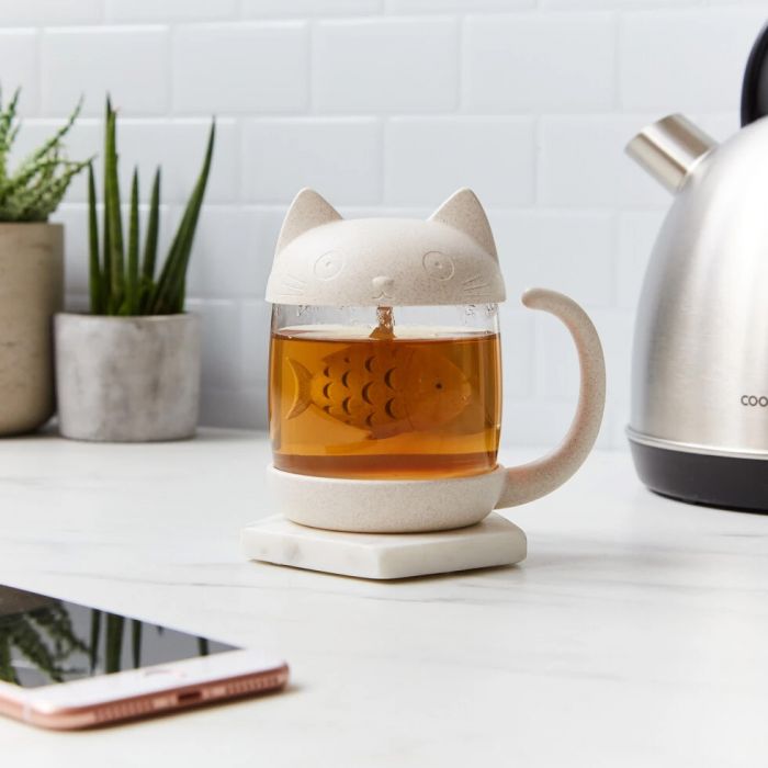 Tasse A The Chat Avec Infuseur A The Poisson Cadeauxfolies Ch