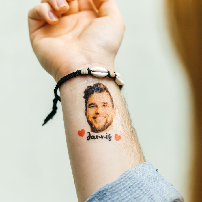Lot de 6 tatouages personnalisés avec visage et texte main product photo