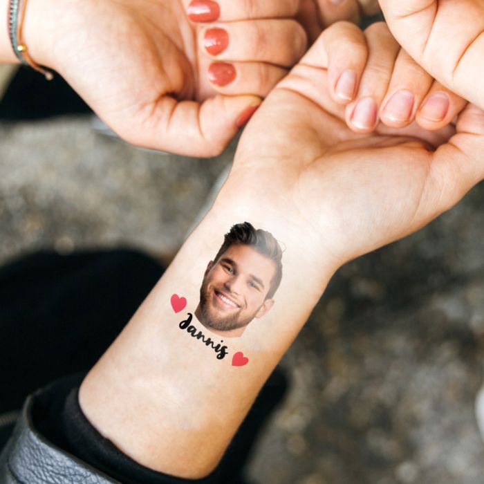 Lot de 6 tatouages personnalisés avec visage et texte main product photo