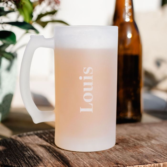 Chope de bière personnalisée avec gravure
