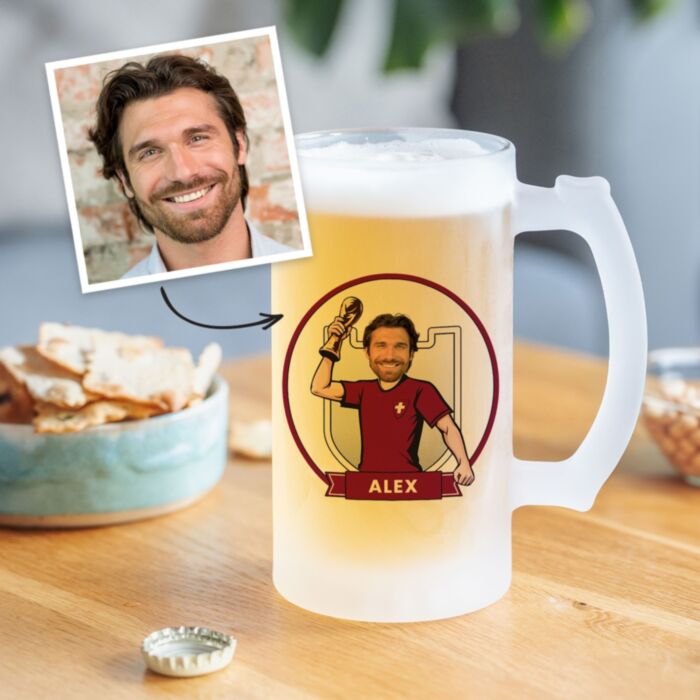 Chope de bière personnalisée avec photo - Coupe du Monde