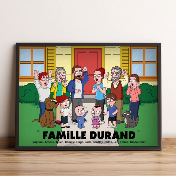 Poster personnalisé famille dessin animé - Illustration