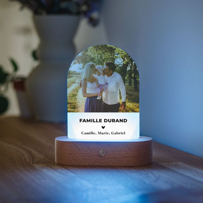 Lampe LED personnalisée avec texte et cœur