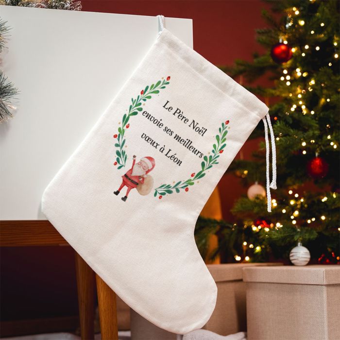Chaussette de Noël personnalisée avec symbole et texte