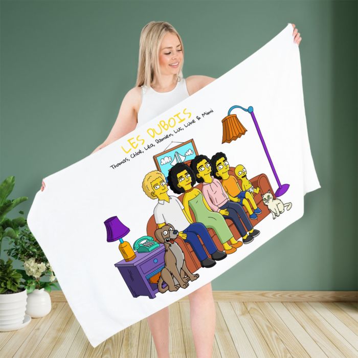 Serviette personnalisée Famille cartoon - Illustration