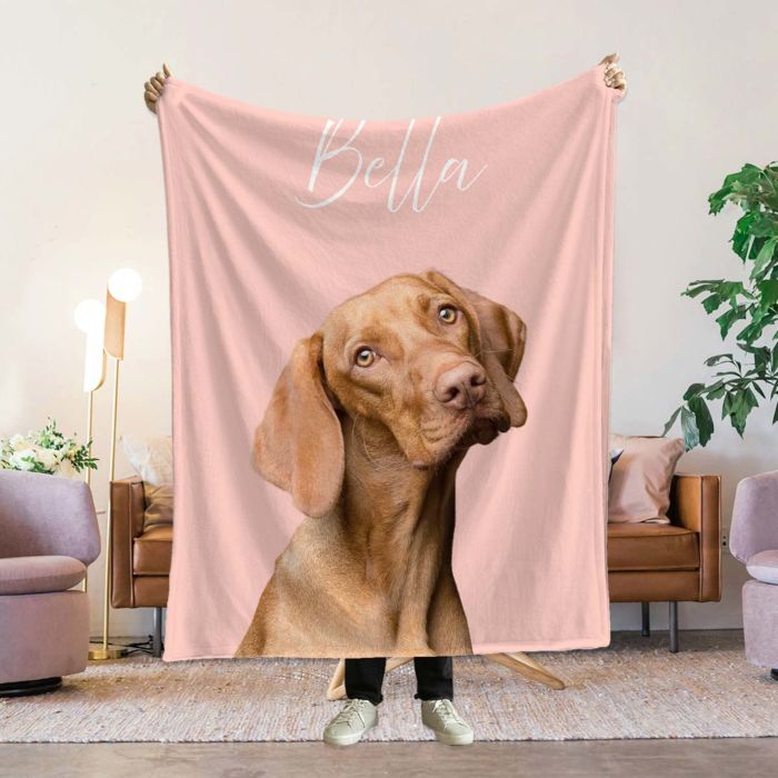 Couverture personnalisée avec animal de compagnie et fond couleur