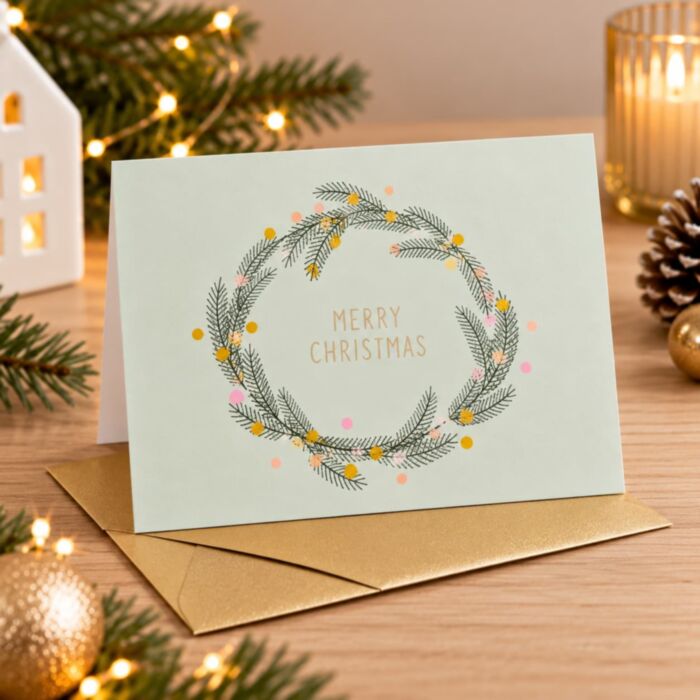 Carte de vœux de Noël Motif Couronne
