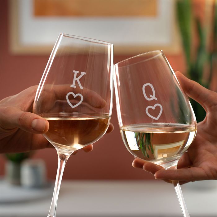 cadeau Saint Valentin homme Verre à vin personnalisé King et Queen