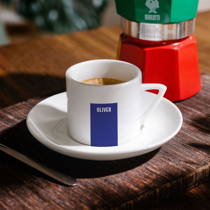 Tasse à café personnalisée avec nom et fond couleur