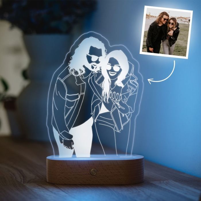 Lampe LED personnalisée Contours 2 personnes