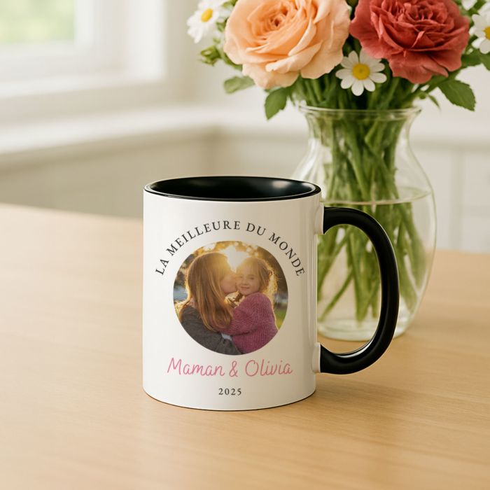 Mug personnalisé avec photo et 3 lignes