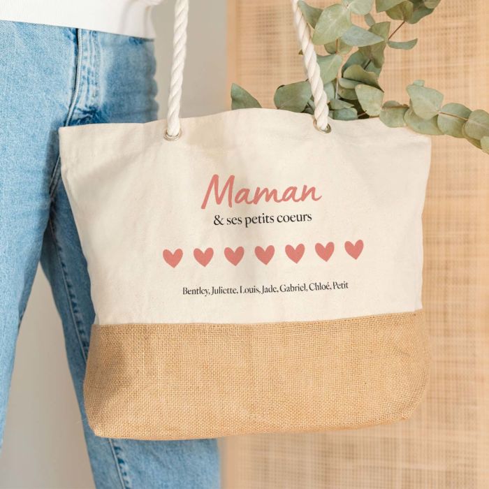 Sac de plage personnalisé avec prénom et famille