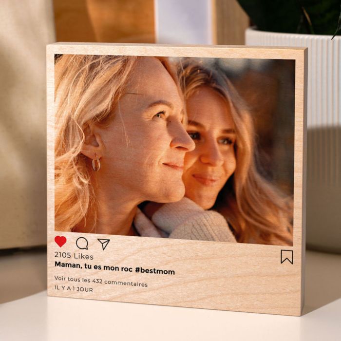 cadeau fête des pères photo sur bois personnalisée - Design Instagram