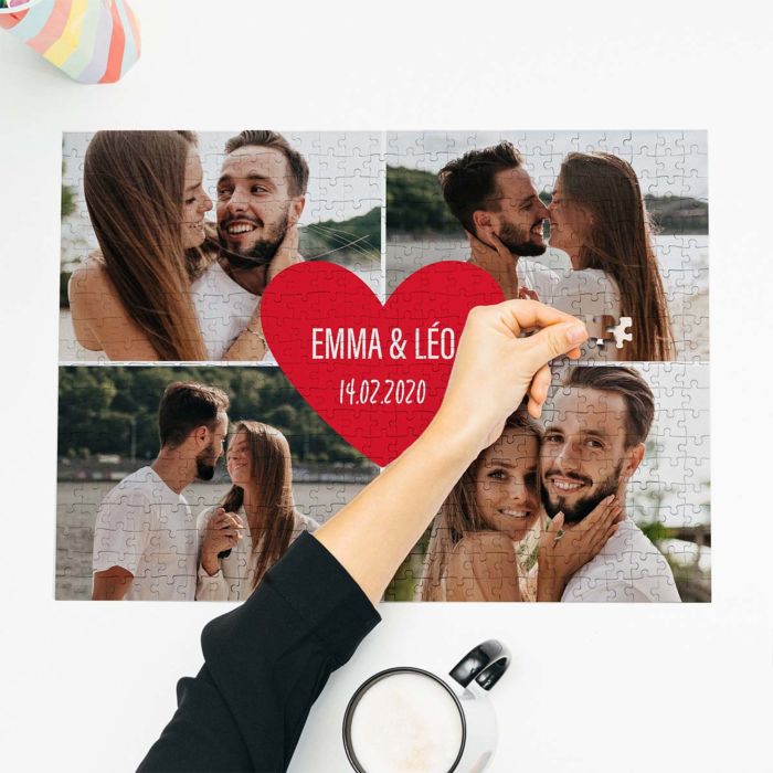 Puzzle personnalisé avec 4 photos et texte