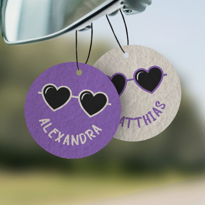 Désodorisant voiture personnalisé Smiley avec texte - Lot de 2