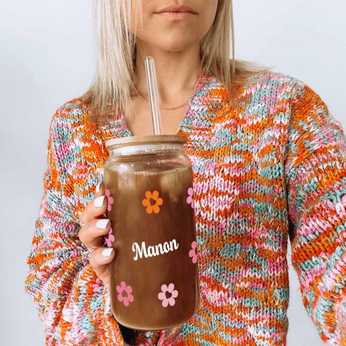 Verre personnalisé avec motif et nom