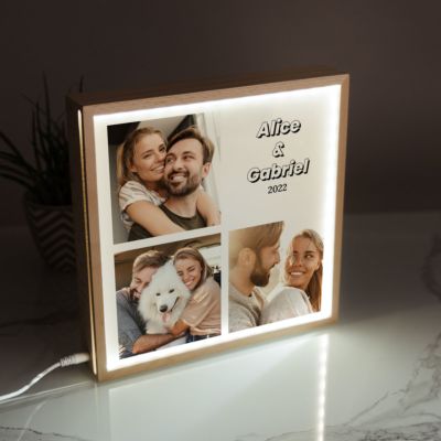 Light Box cadre lumineux personnalisé avec 3 photos et texte