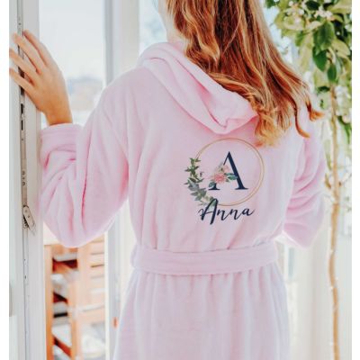 Peignoir personnalisé Motif Floral avec Monogramme et Texte Peignoir personnalisé Motif Floral avec Monogramme et Texte
