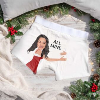 Boxer de Noël personnalisé avec visage et texte