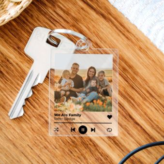 Porte-clés personnalisé en acrylique avec photo et chanson