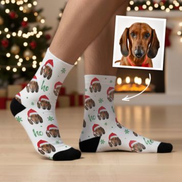 Chaussettes personnalisées avec visage et bonnet de Noël
