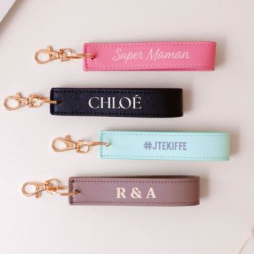 Porte-clés personnalisé aspect cuir avec texte