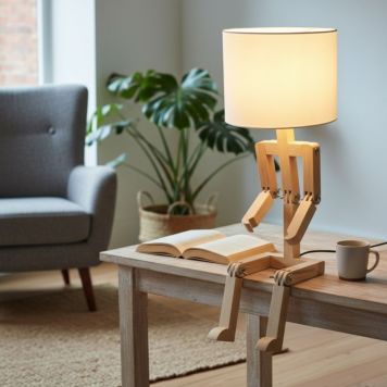 Lampe en bois assise Emil