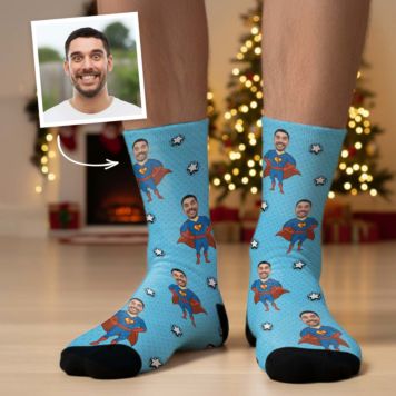 Chaussettes personnalisées visage motif super-héros