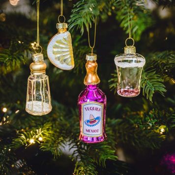 Lot de 4 décorations Tequila pour sapin de Noël