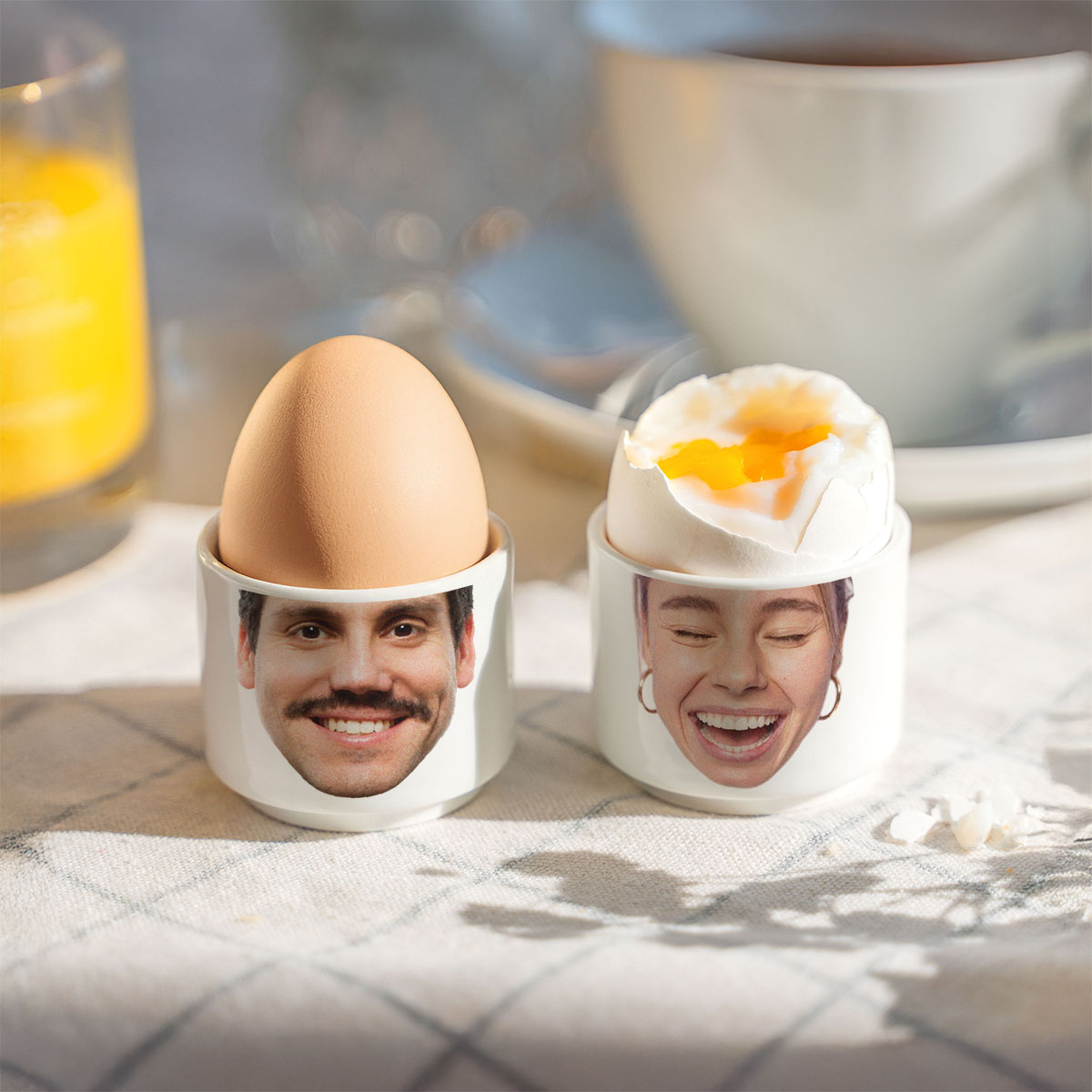 Coquetier personnalisé avec visage - Lot de 2