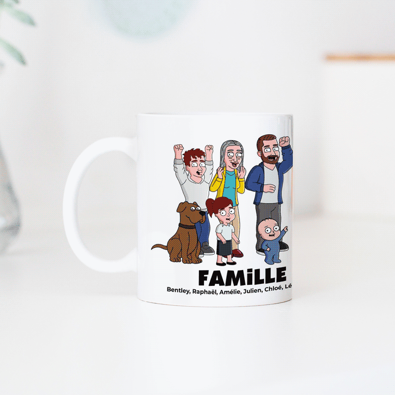 Mug personnalisé famille dessin animé - Illustration