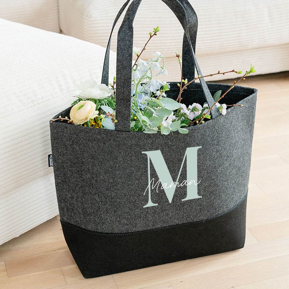 Sac cabas personnalisé en feutre avec Monogramme Sac cabas personnalisé en feutre avec Monogramme