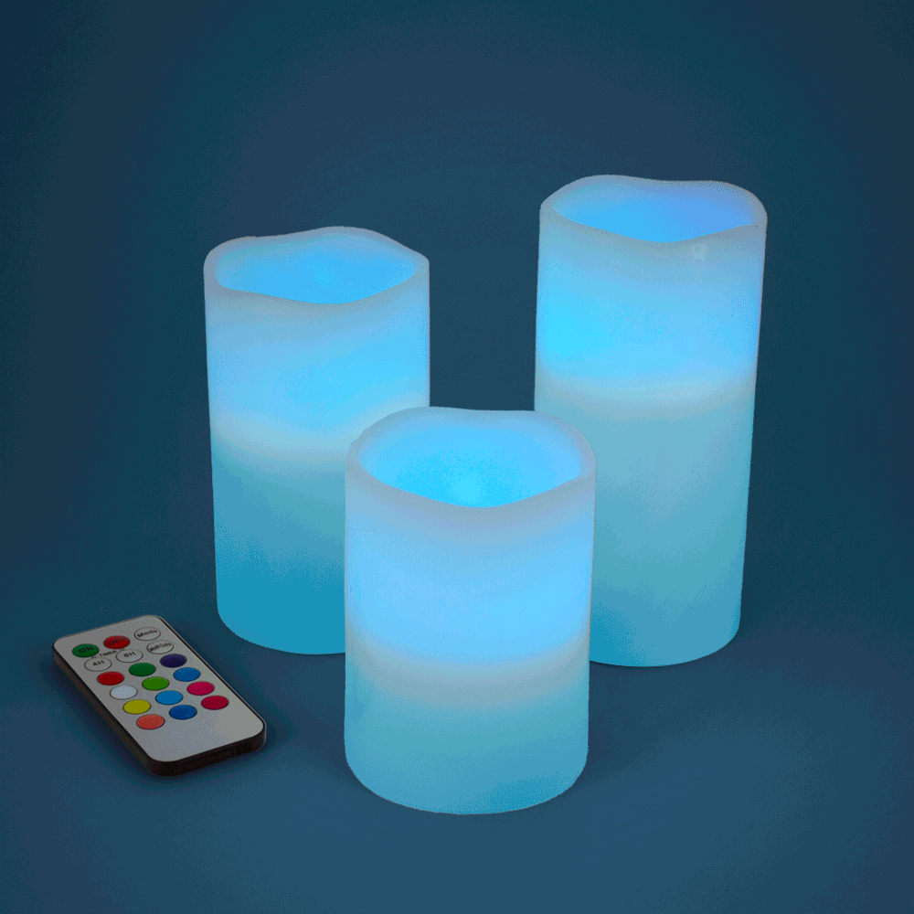Bougies LED avec télécommande - lot de 3