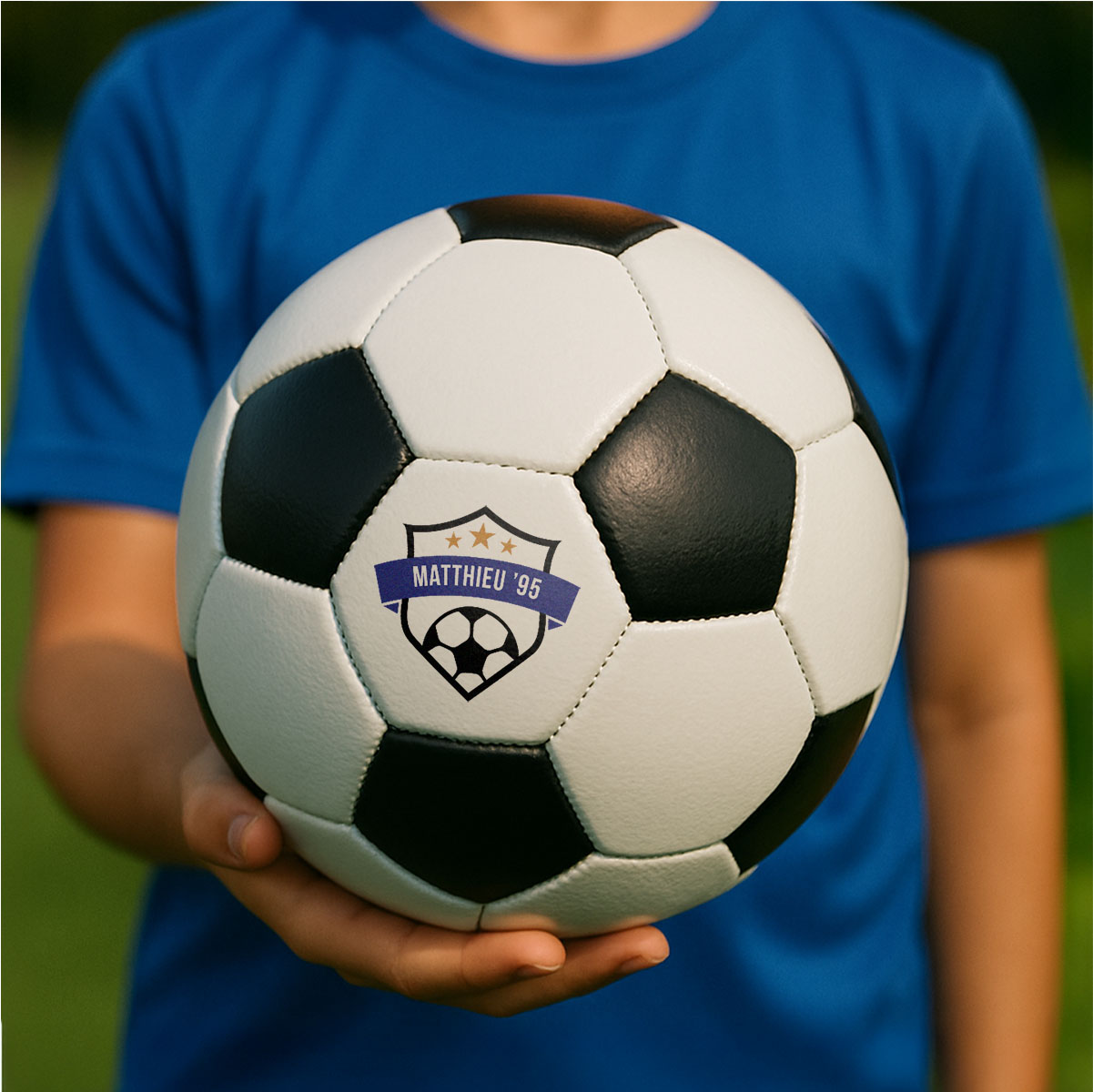 Ballon de football personnalisé avec texte et armoiries Ballon de football personnalisé avec texte et armoiries