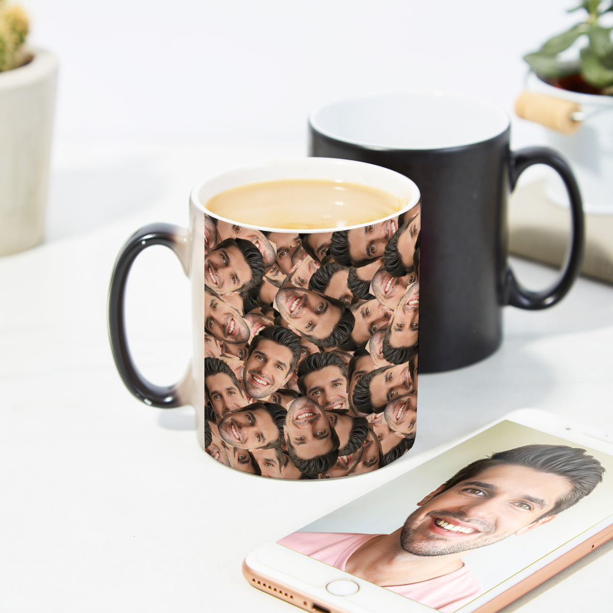 Tasse thermosensible personnalisée avec visage