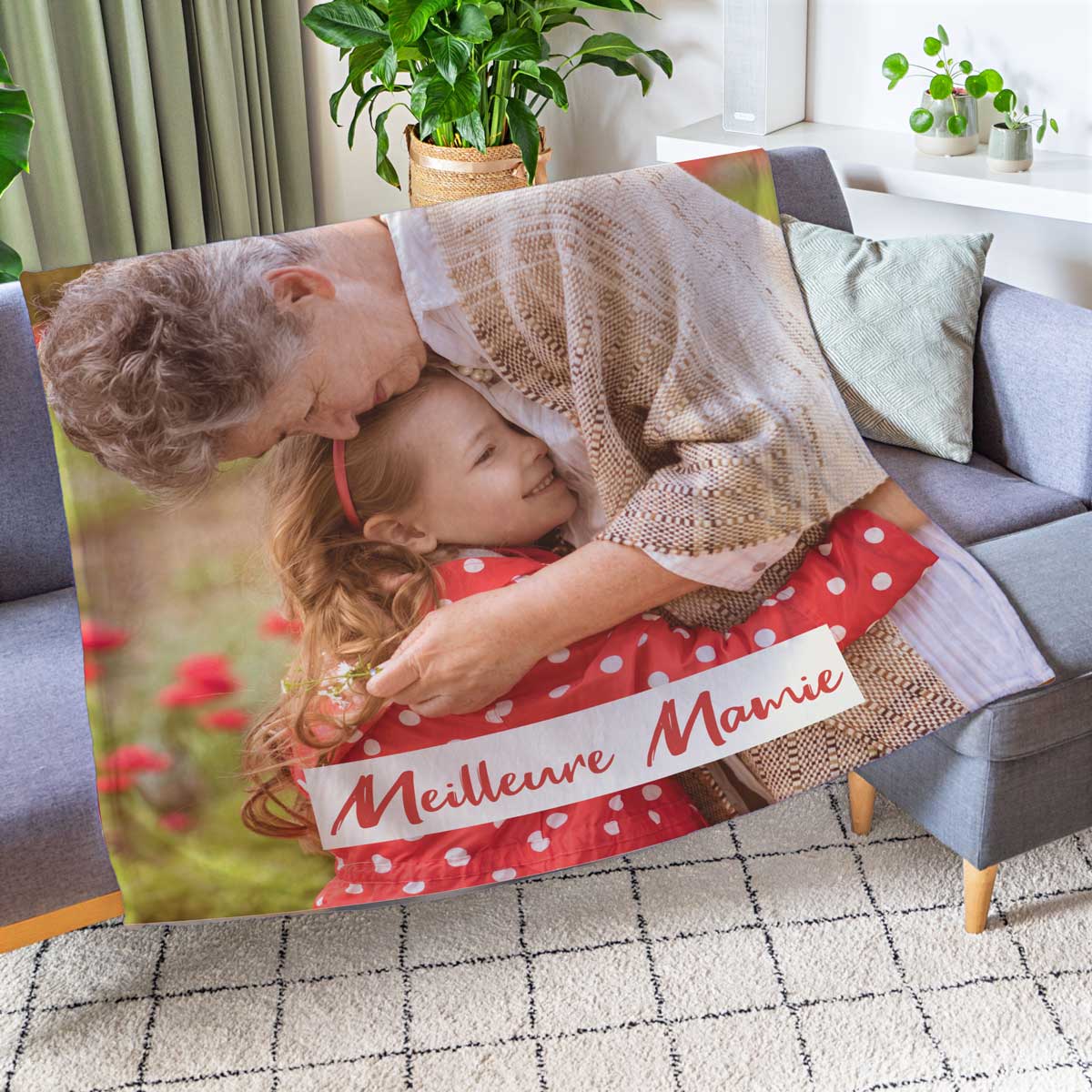 cadeau mamie Petite couverture personnalisée avec photo et texte