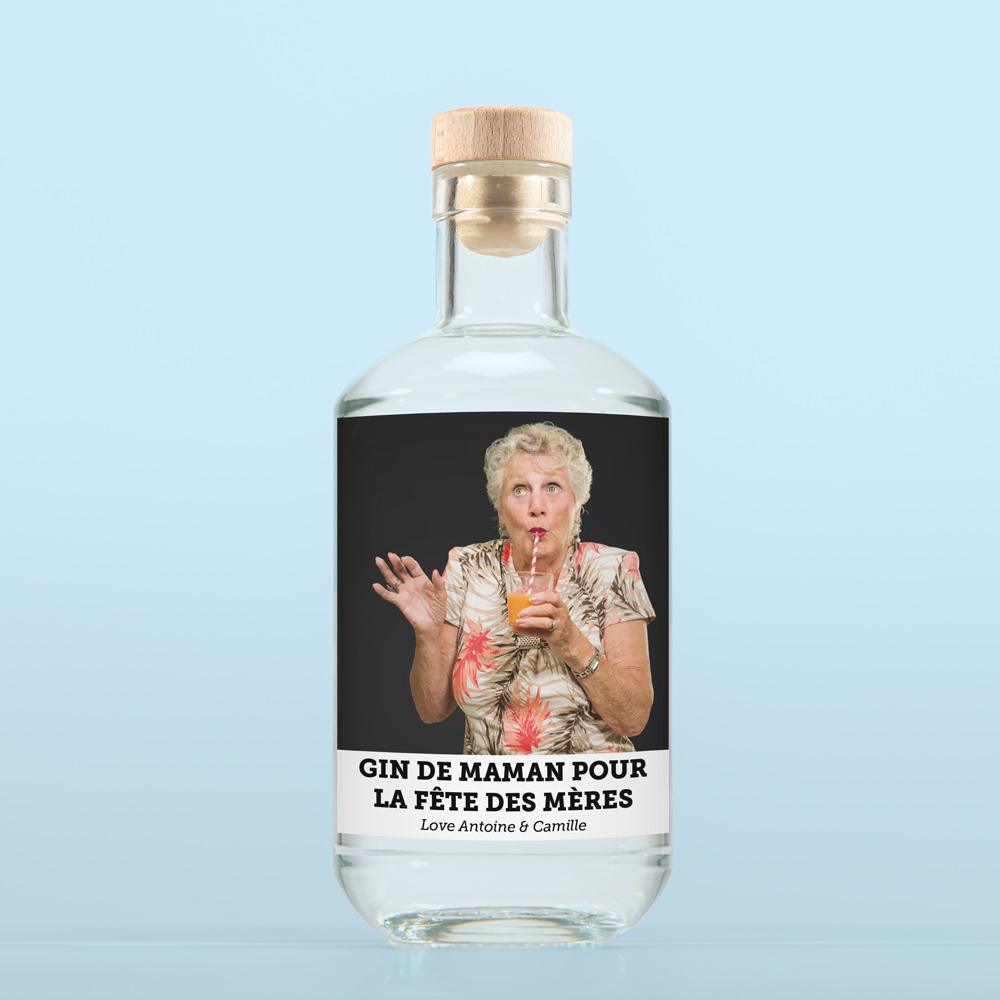 Gin personnalisé avec photo et texte cadeau maman Gin avec Photo et Texte