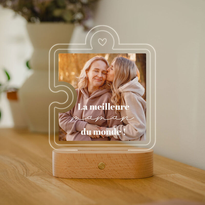 Lampe LED personnalisée Pièce de puzzle avec photo et texte