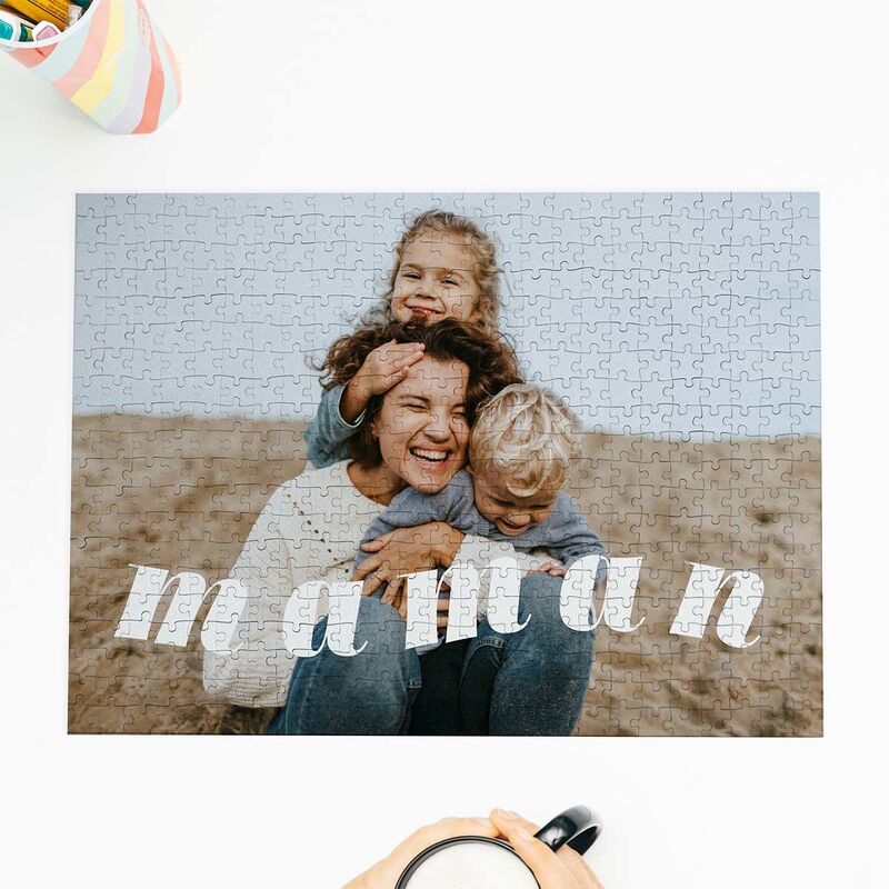 Puzzle personnalisé avec photo et texte courbé