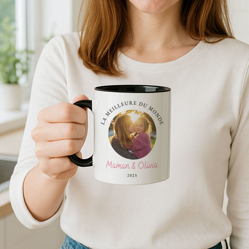 Mug personnalisé avec photo et 3 lignes